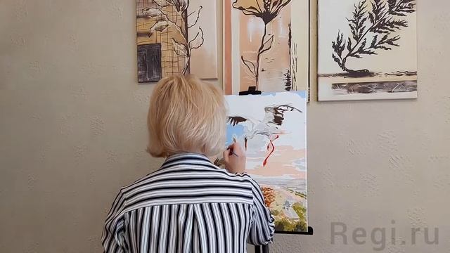Картина по номерам 40х50 "Семья аистов" смотреть онлайн