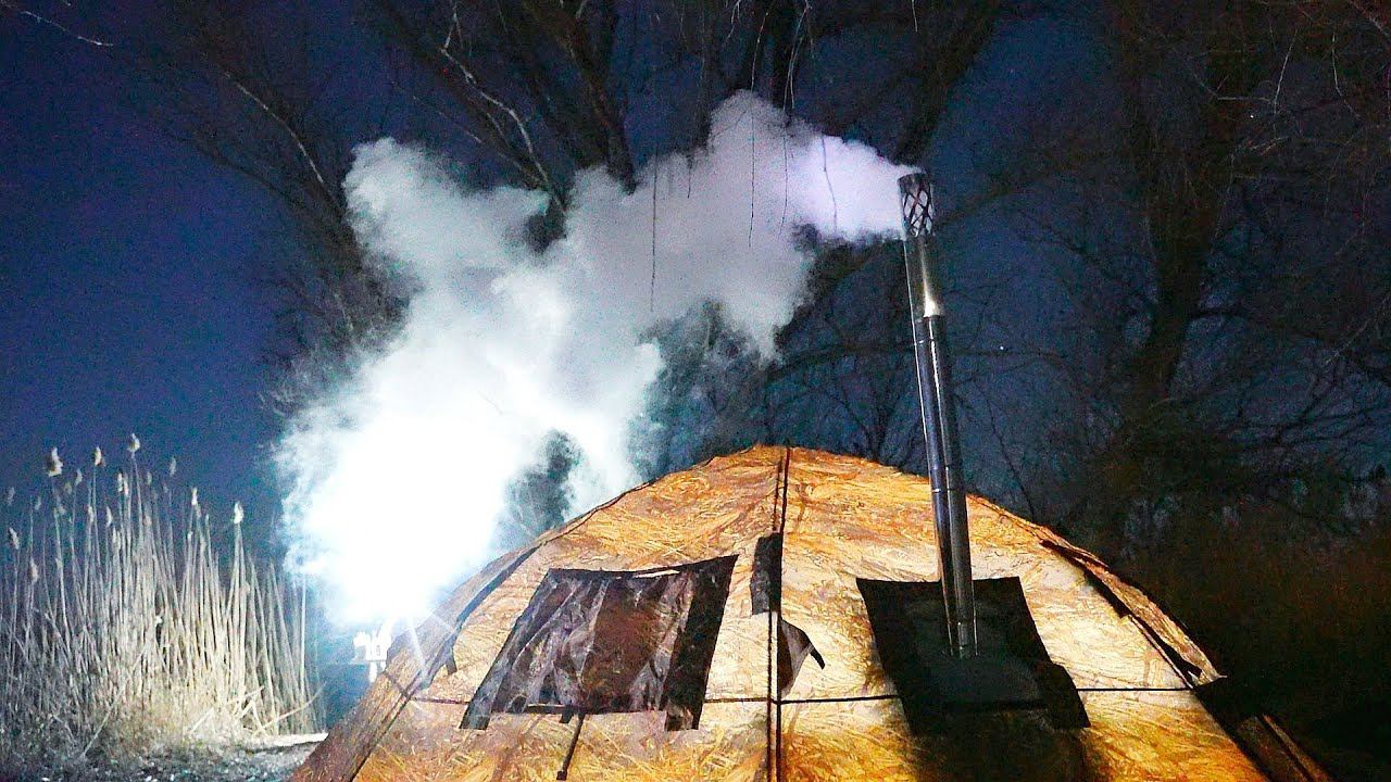 ЗИМНЯЯ РЫБАЛКА С НОЧЁВКОЙ В ПАЛАТКЕ. ЖЕРЛИЦЫ НА ЩУКУ. Рыбалка зимой, ловля щуки. смотреть онлайн