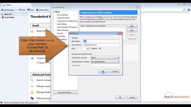 Mozilla Thunderbird Mail Server Settings смотреть онлайн