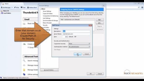 Mozilla Thunderbird Mail Server Settings