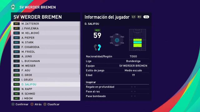 WERDER BREMEN - PLANTILLA 2022-23 BUNDESLIGA PES 2021 OPTION FILE FULL PS4 PS5 PC OF TRANSFERS SEPT смотреть онлайн