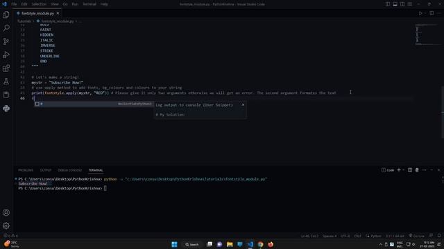 Python Tutorial: How to Add Fonts and Colors to Strings || PythonKrishna смотреть онлайн