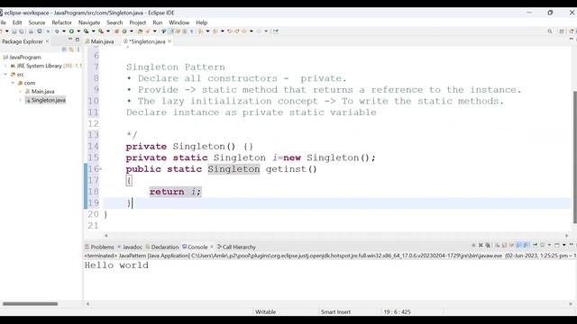 Singleton class in java. One object instance creation using singleton #java #javaprogramming смотреть онлайн