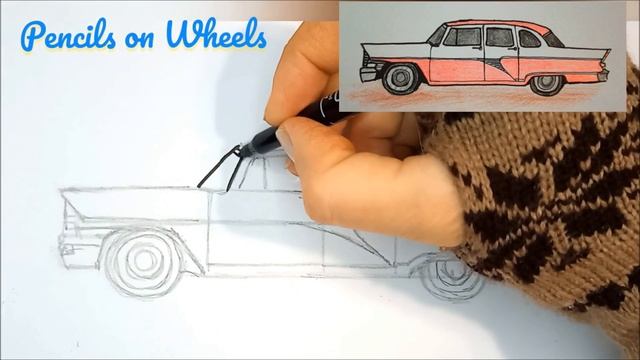 Как нарисовать машину ГАЗ 13 Чайка просто How to Draw Retro Car GAZ 13 Chaika Simple Auto Drawing смотреть онлайн
