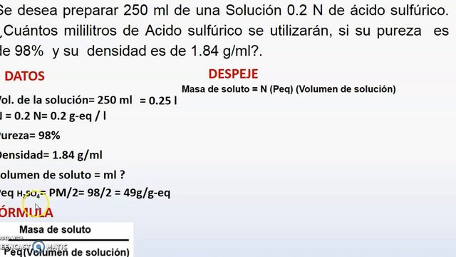 Soluciones Normales de soluto con pureza y densidad conocidas смотреть онлайн