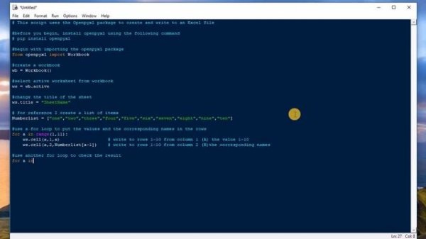 Python Example Program  - Openpyxl