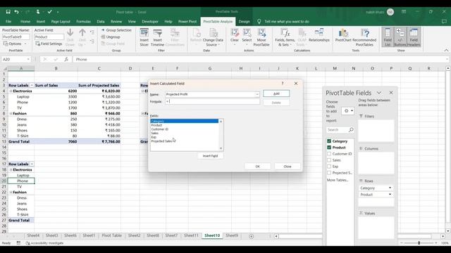 Microsoft Excel Pivot Table Part 3 Calculated Field, Slicer Connection смотреть онлайн