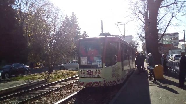 (Краснодар Трамвайный Маршрут N-22. борт 247. смотреть онлайн
