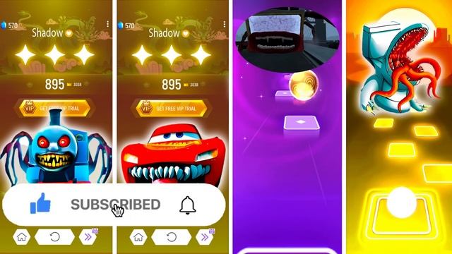 Thomas Train exe vs Lightning McQueen vs Bus Eater vs Toilet Monster | Tiles Hop EDM Rush смотреть онлайн