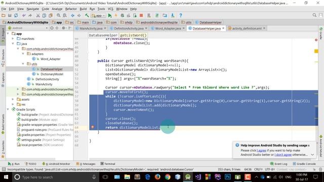Create Android Dictionary With Sqlite Part 9 Use Cursor смотреть онлайн