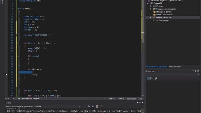 C++ Print a given matrix in spiral form -Распечатать заданную матрицу в виде спирали-Visual studio смотреть онлайн