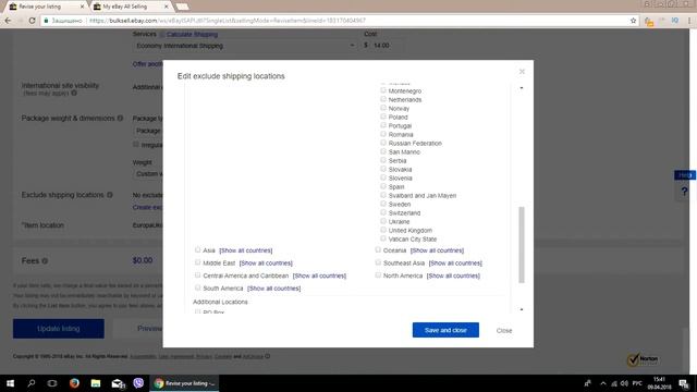 Как на ebay сделать исключение и не продавать в выбранные страны. Как заблокировать страну. смотреть онлайн