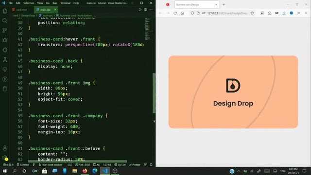 Business Card Design using HTML and CSS смотреть онлайн