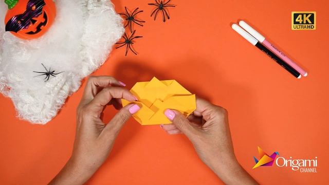 How To Make ORIGAMI PUMPKIN WITH CAT ?? - TUTORIAL | Origami Halloween | Origami Pumpkin смотреть онлайн