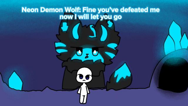Neon Blue Demon Wolf Transfur Boss