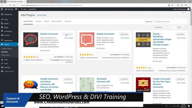 #021 WordPress Tutorial - Disabling Blog Comments Using a WordPress Plugin смотреть онлайн