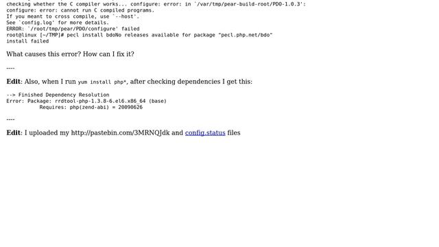 Unix & Linux: "Cannot run C compiled programs" error when installing PDO PHP module (2 Solutions!!) смотреть онлайн