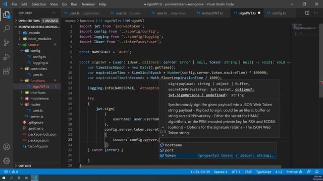 Authentication with JSON Web Tokens using NodeJS, Express, Typescript & Mongo DB смотреть онлайн