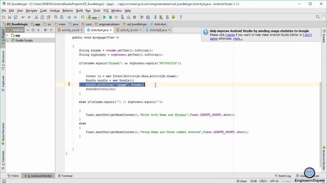 32.2 LOGIN APP USING BUNDLE AND INTENT | ANDROID TUTORIALS FOR BEGINNERS смотреть онлайн