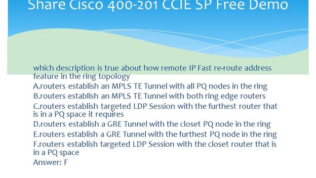 Endexam Cisco 400-201 CCIE SP Exam Dumps смотреть онлайн