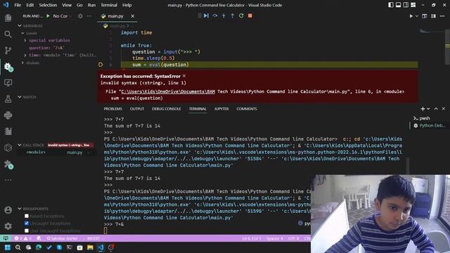Python Command line Calculator смотреть онлайн