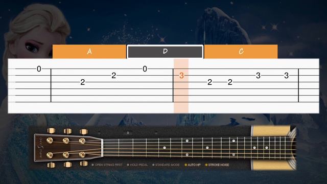 Frozen - Let it Go - EASY Guitar tutorial (TAB AND CHORDS) смотреть онлайн