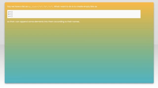 Creating empty lists with the name of the elements of another list смотреть онлайн