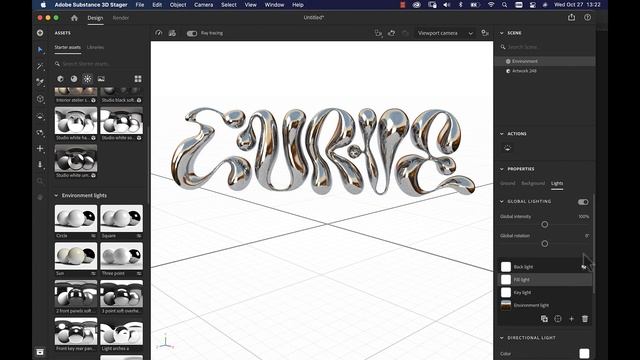 CUSTOM CHROME TYPE In Photoshop + Substance 3D Stager