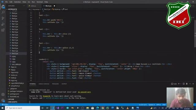 ReactJS Tutorial in hindi | 11 | React Array | push indexOf splice slice | React JS | React | iHi смотреть онлайн
