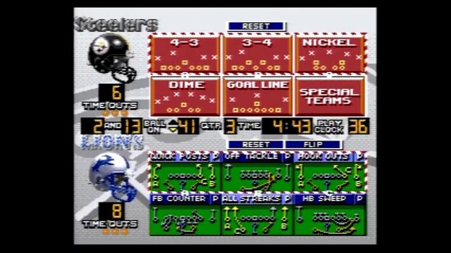 Madden NFL 95 Sega Genesis Super Bowl Detroit Lions vs Pittsburgh Steelers Gameplay Only Longplay смотреть онлайн