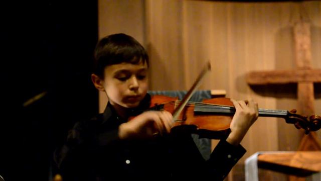 Bach Preludio From Partita #3 BWV 1006--Dylan Plays Violin