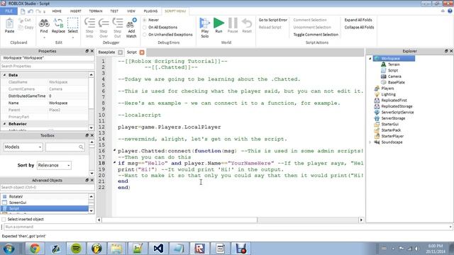 Roblox Scripting Tutorial : .Chatted смотреть онлайн
