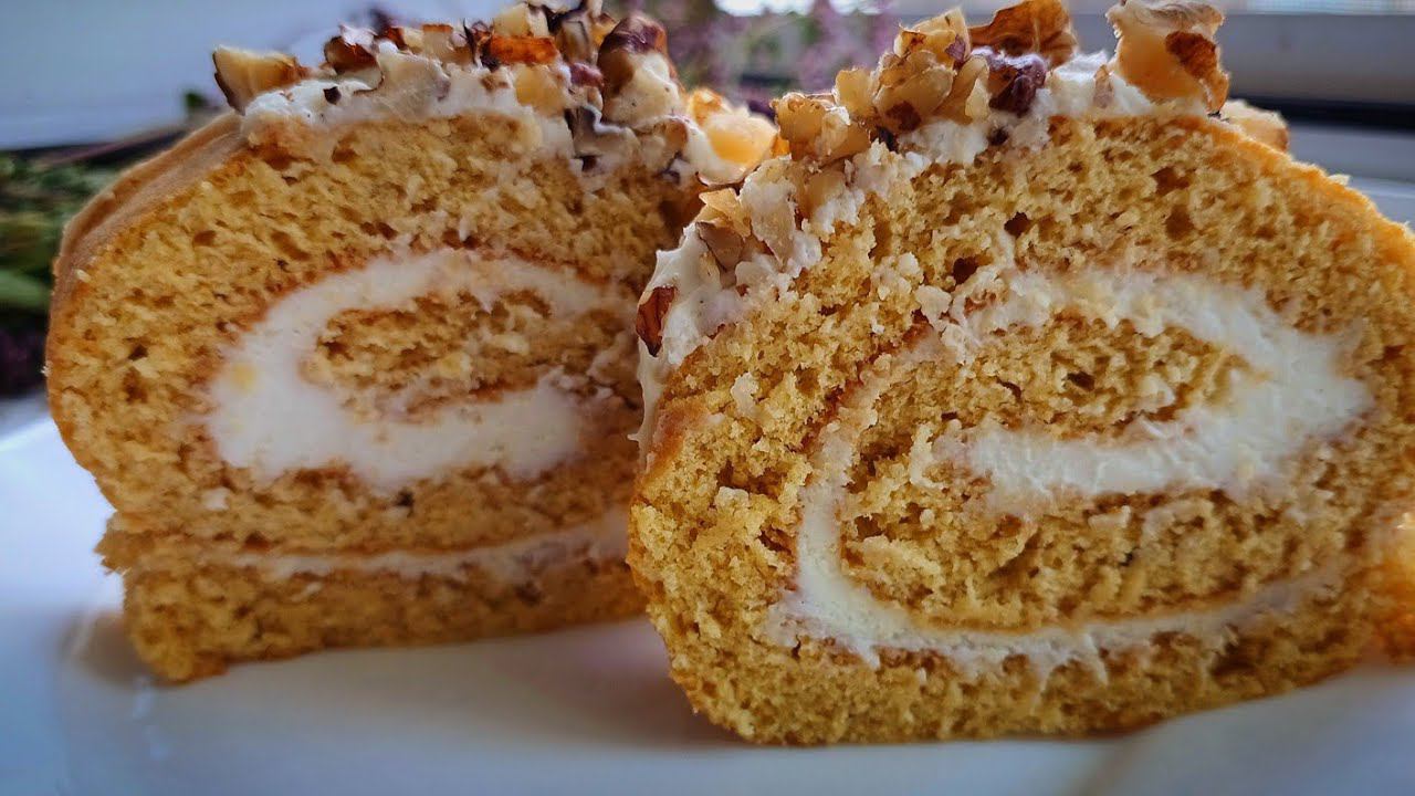 Рулет к чаю за полчаса. Мягкий, ароматный! Простой крем, который смешиваю вилкой. Получается густой! смотреть онлайн