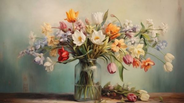 TV Art Frame Floral Paintings Spring Screensaver Bouquet TV Art Gallery Frame TV Art #frametvart