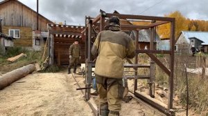 Угловая дисковая пилорама своими руками | пилим брус