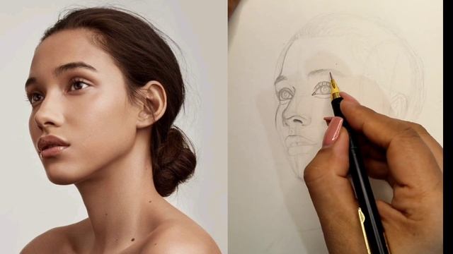 how to draw a face with Loomis method | drawing a beautiful girl | sketch process смотреть онлайн