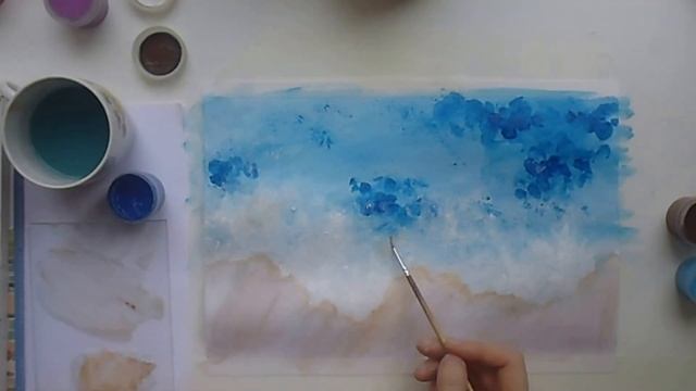 Рисунок: Берег, волны - Karina Rakhnik, acrilic drawing смотреть онлайн