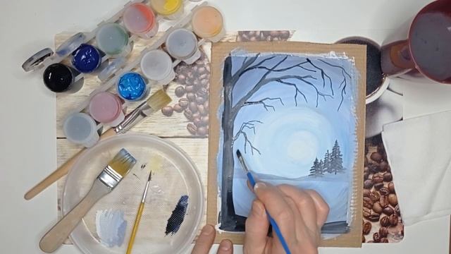 Мастер-класс "Зимний лес". Гуашь смотреть онлайн