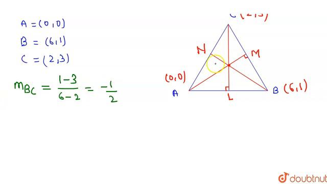 Find the orthocentre of the triangle whose vertices are (0, 0), (6, 1) and (2, 3). смотреть онлайн