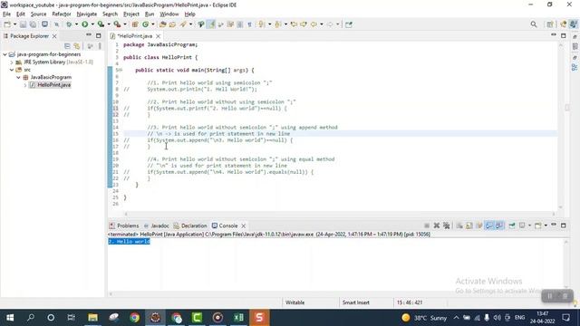 01. Java program to print hello world using semicolon and without semicolon смотреть онлайн