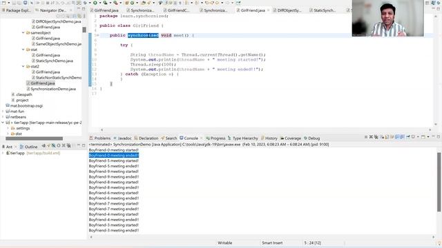Synchronized method – Boy Friend Threads & Girl Friend Object смотреть онлайн