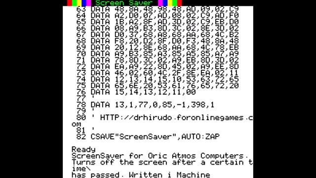 Oric Atmos - ScreenSaver