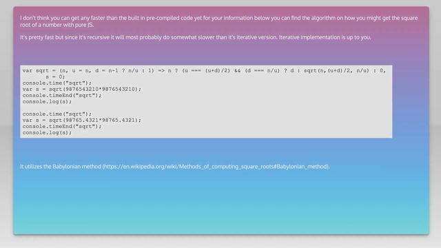 Faster Alternative to Math.sqrt() смотреть онлайн