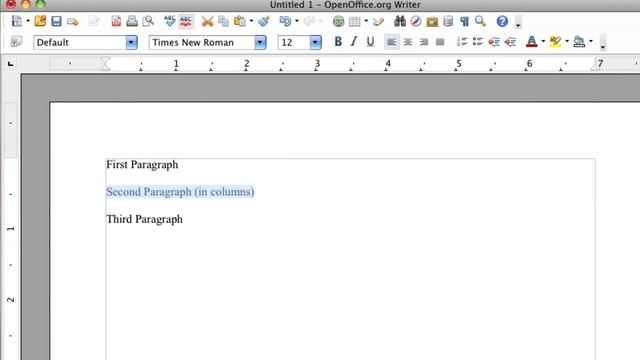 Creating Columns in OpenOffice