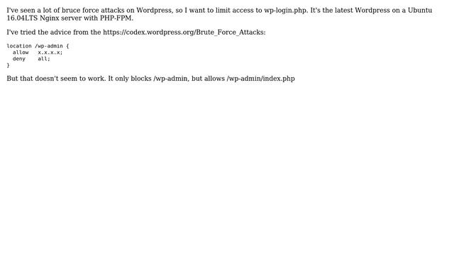 DevOps & SysAdmins: Limit Wordpress login to certain ip-addresses on Nginx and PHP-FPM смотреть онлайн
