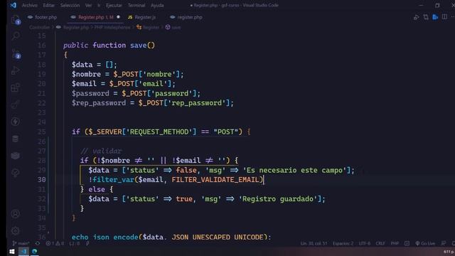 21 PHP POO MVC MYSQL FETCH JAVASCRIPT - Registrar usuario parte 4 смотреть онлайн