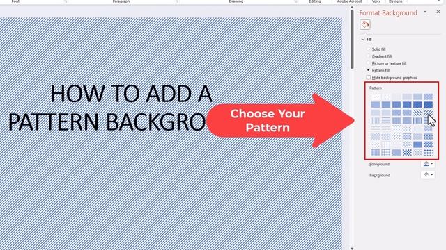 Microsoft PowerPoint: How To Add A Pattern Background In PowerPoint | 365 | *2023*