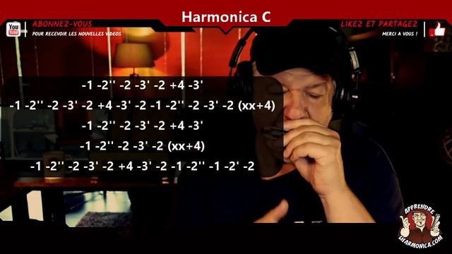 Improvisation Funky Blues sur un harmonica accordé en Do C avec tablature intégrée. смотреть онлайн