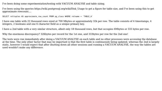 postgres table sizing inconsistency смотреть онлайн