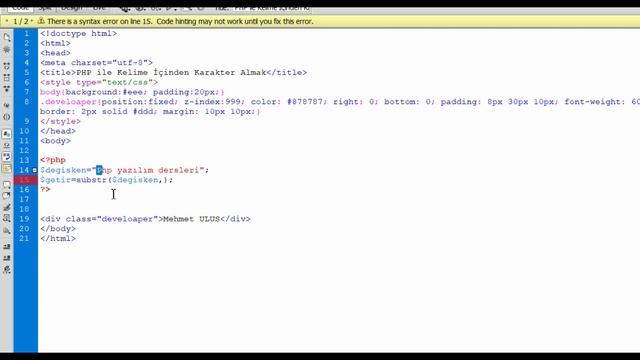 PHP ile Kelime İçinden Karakter Almak - Substr смотреть онлайн